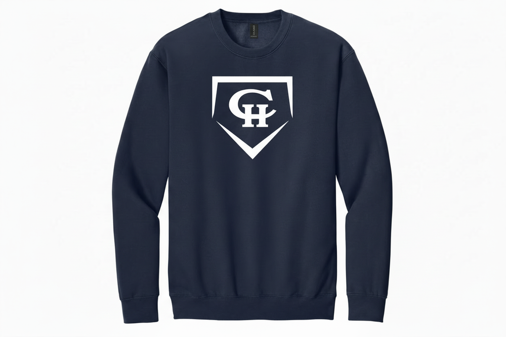 Navy crewneck sweatshirt with larger CH Baseball Diamond logo
