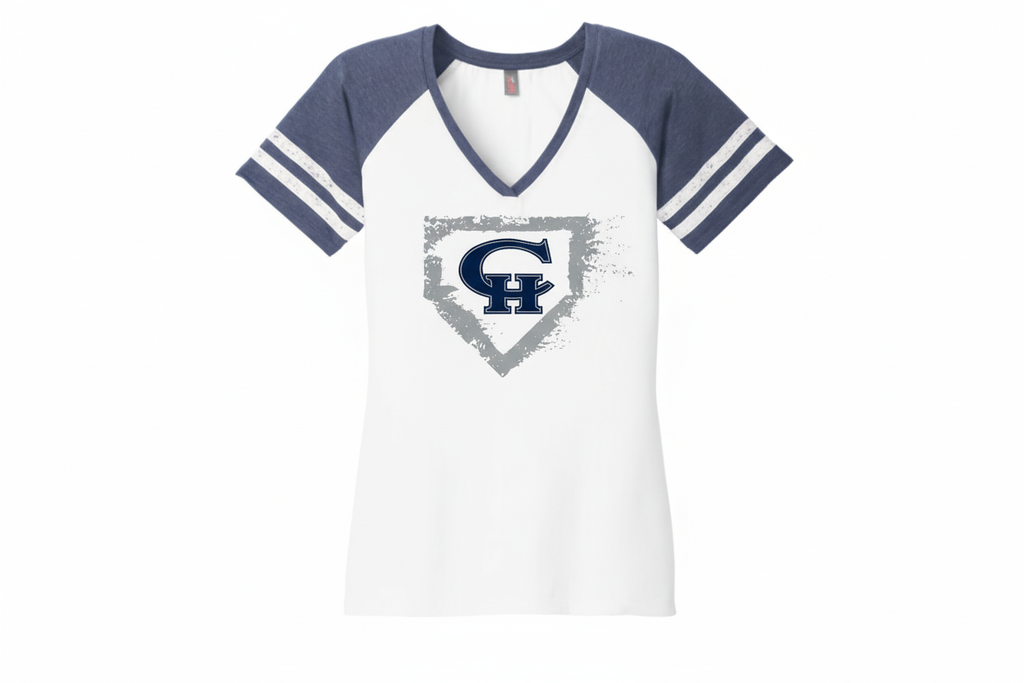 White and navy raglan shirt with CH logo